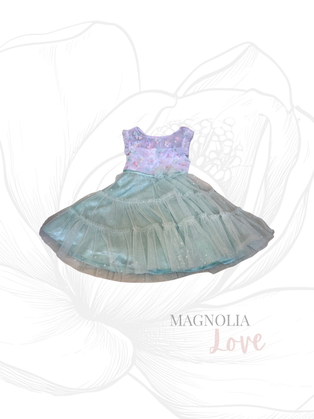 🌸 Jona Michelle Green White Formal Spring Holiday Easter Dress 3T